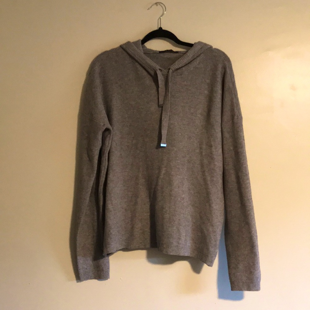 Like New! Grey Waffle Knit Sweatshirt with Hood